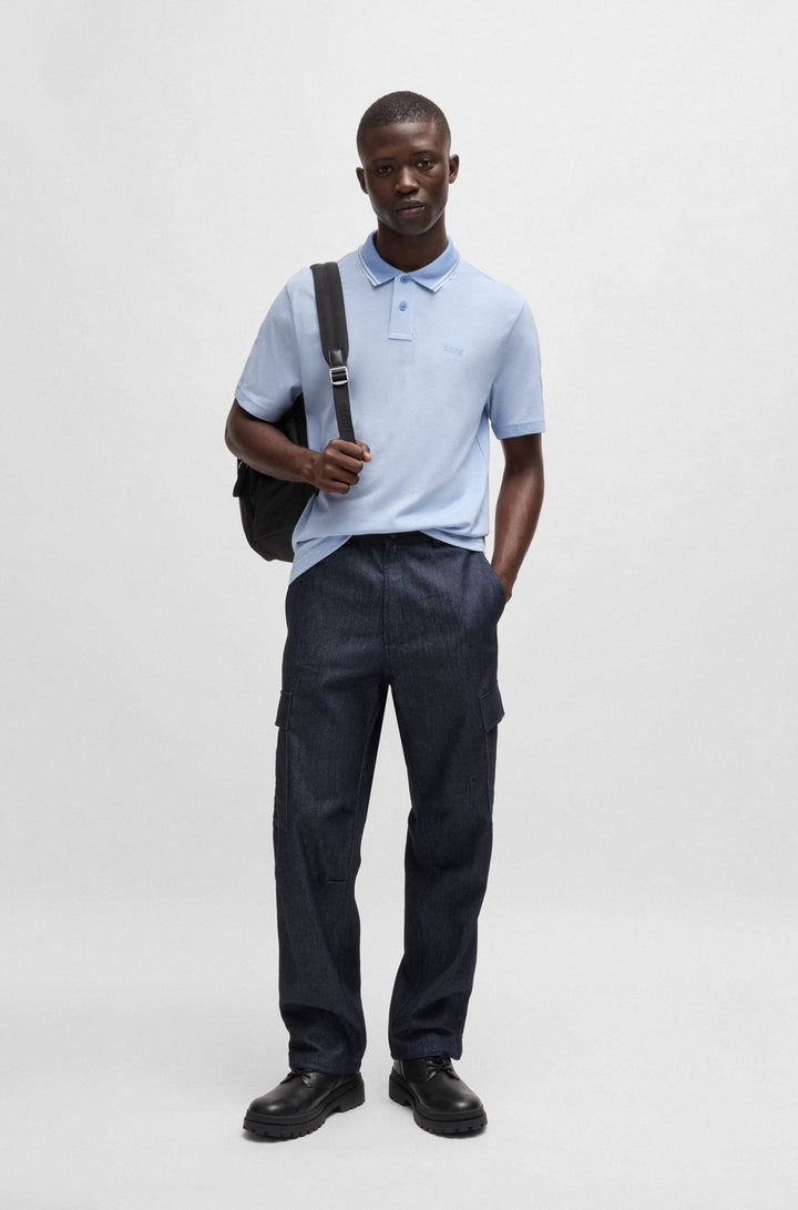 BOSS Polos Relaxed Fit in Cotton - PEOXFORDNEW 10256894 01-50507814- Concorde Fashion#color_blue-470