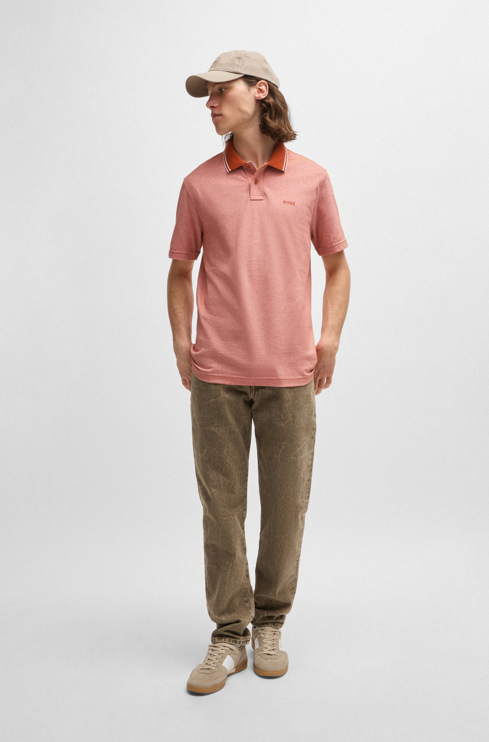 BOSS Polos Relaxed Fit in Cotton - PEOXFORDNEW 10256894 01-50507814- Concorde Fashion#color_orange-840