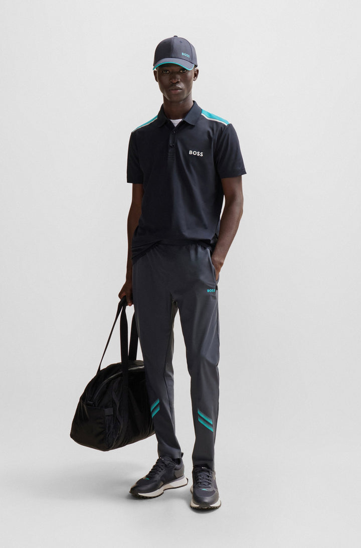 BOSS Regular Fit Polos in Polyester Mix - PADDYTECH 10256982 01-50506150- Concorde Fashion#color_navy-402