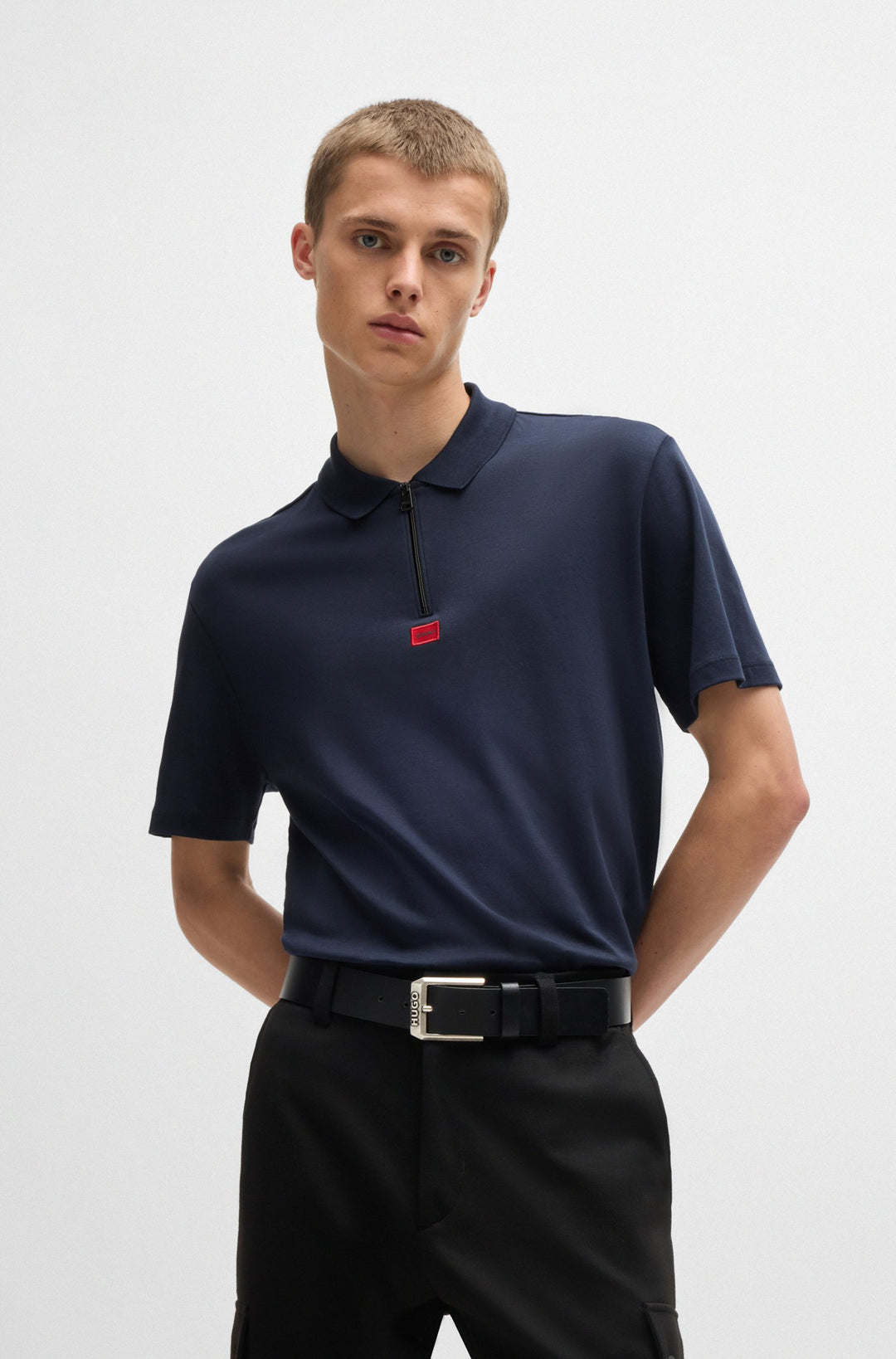 HUGO Polos Regular Fit in Cotton - DERESOM241 10257070 01-50509866- Concorde Fashion#color_navy-405