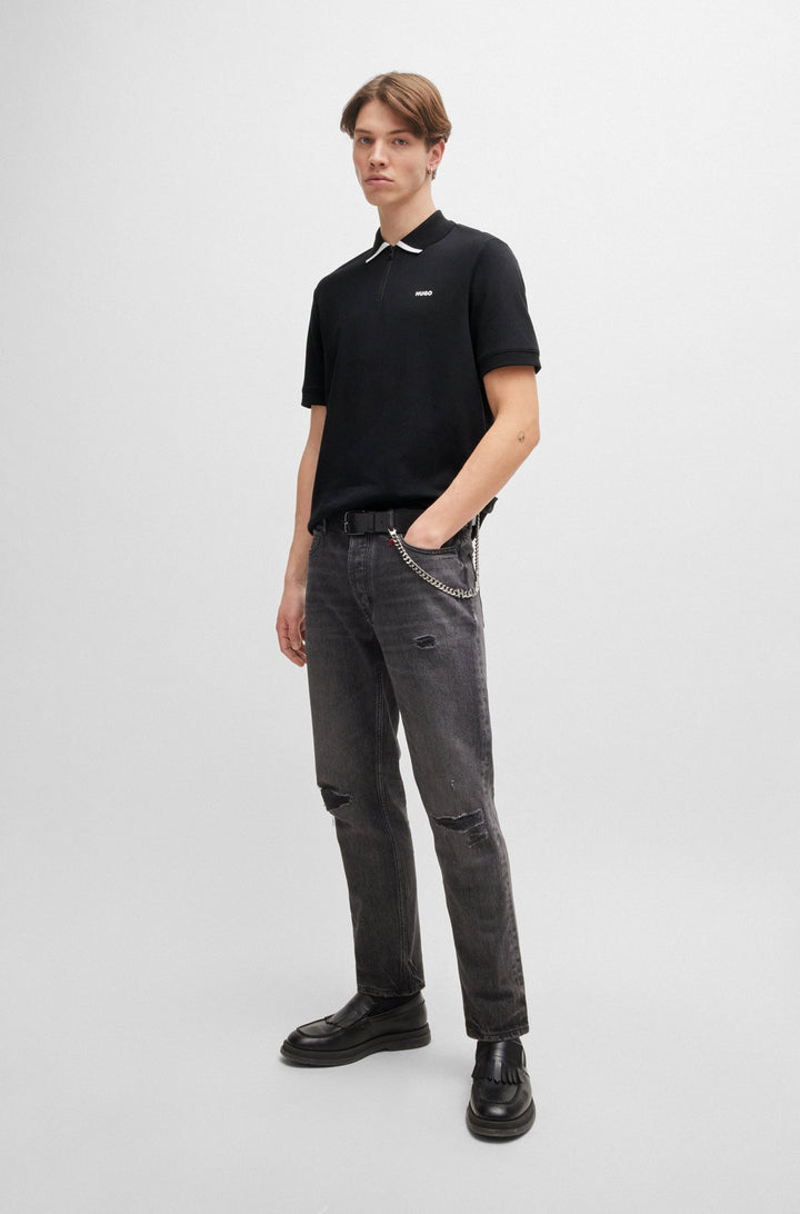 HUGO RED Regular Fit Polos in Cotton - DALOMINO 10257070 01-50511721- Concorde Fashion#color_black-001