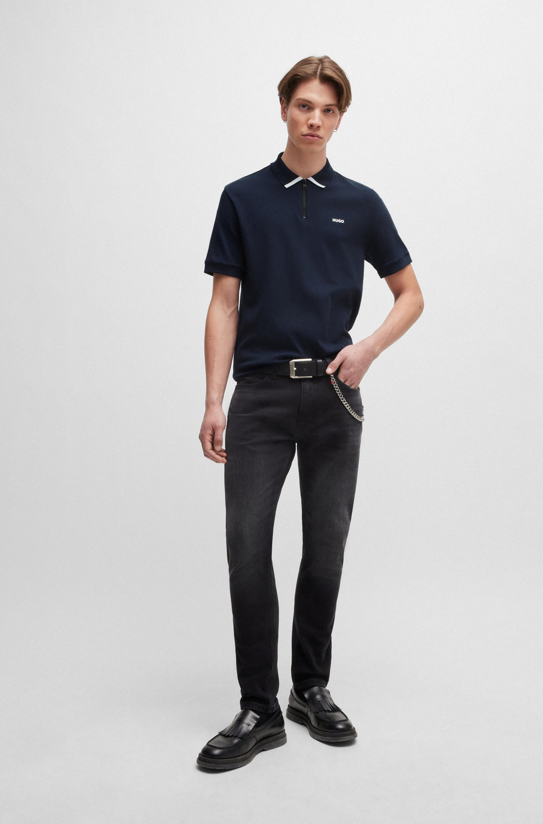 HUGO Polos Regular Fit in Cotton - DALOMINO 10257070 01-50511721- Concorde Fashion#color_navy-405