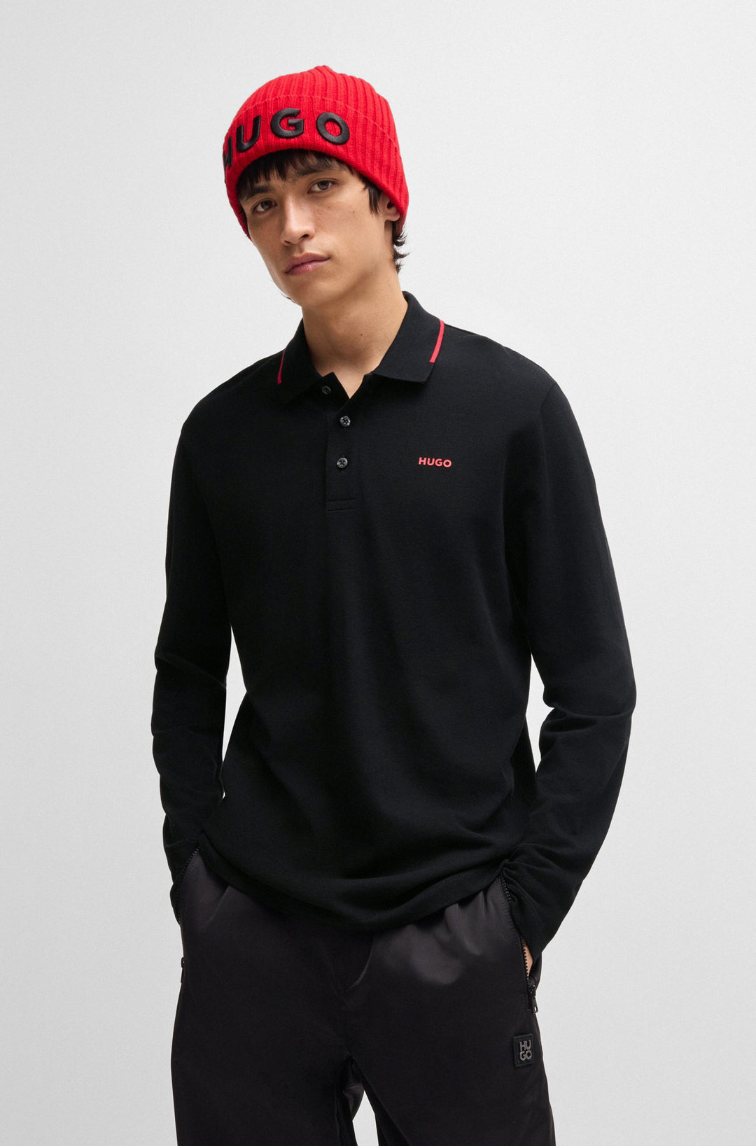 HUGO Polos Regular Fit in Cotton - DERRIKO 10257070 01-50525864- Concorde Fashion#color_black-001