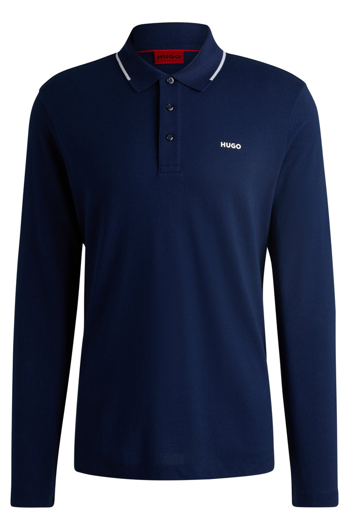 HUGO Polos Regular Fit in Cotton - DERRIKO 10257070 01-50525864- Concorde Fashion#color_navy-407