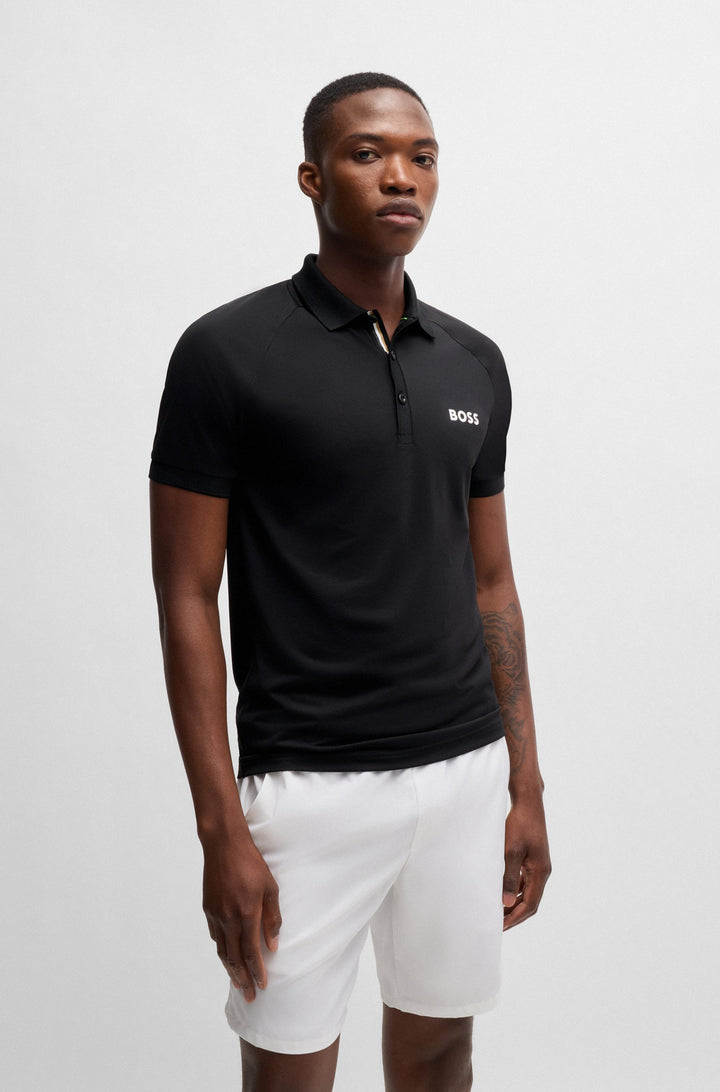 BOSS Polos Slim Fit in Polyester - PATTEO MB 15 10257118 01-50519853- Concorde Fashion#color_black-001