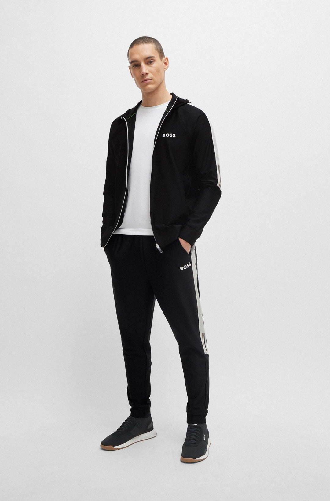 BOSS Regular Fit Jogging Pants in Polyester Mix - HICON MB 2 10257168 01-50506163- Concorde Fashion#color_black-001