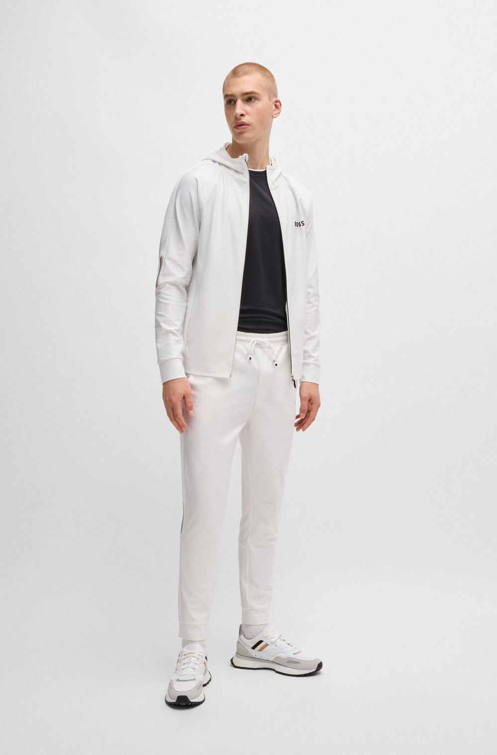 BOSS Regular Fit Jogging Pants in Polyester Mix - HICON MB 2 10257168 01-50506163- Concorde Fashion#color_white-100