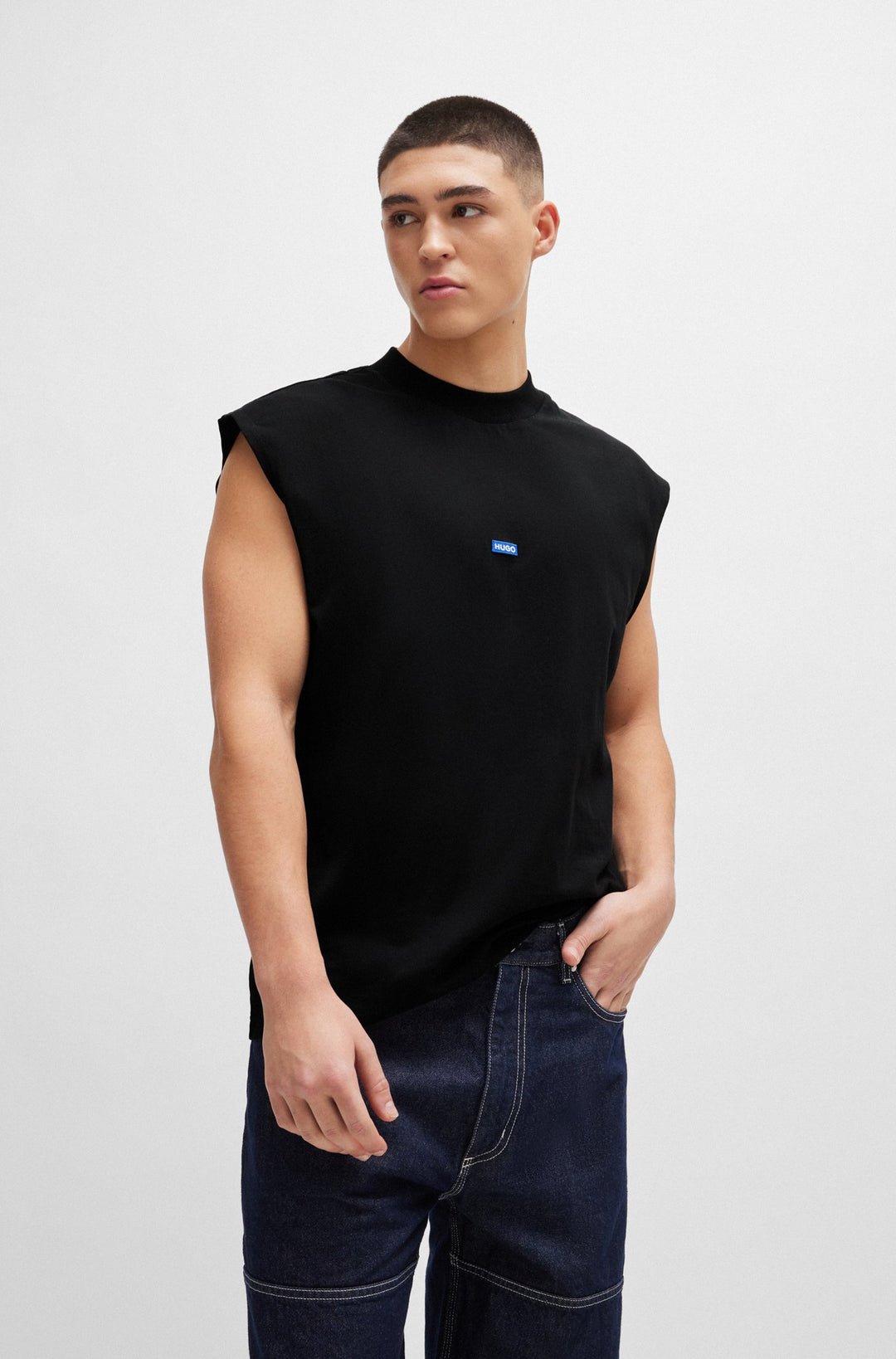 HUGO BLUE Regular Fit T-Shirts in Cotton - NAVERTZ 10257318 01-50509773- Concorde Fashion#color_black-001