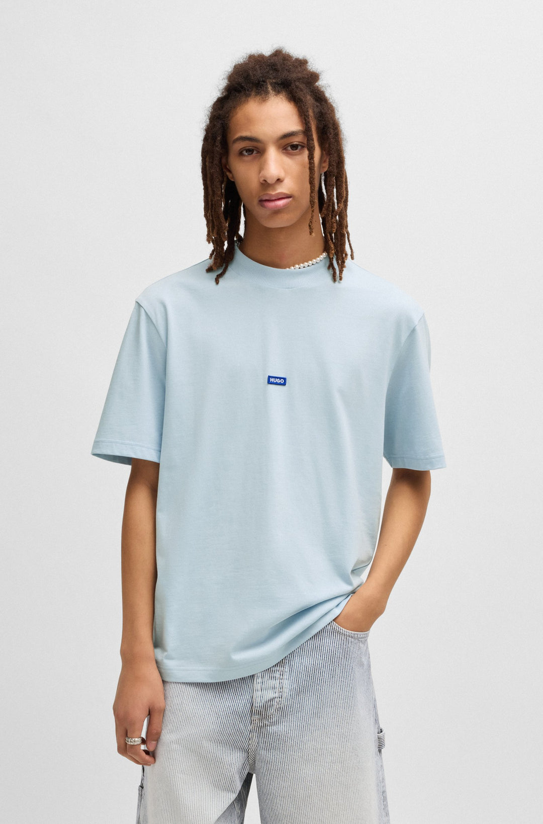 HUGO BLUE Regular Fit T-Shirts in Cotton - NIEROS 10257318 01-50509991- Concorde Fashion#color_blue-487