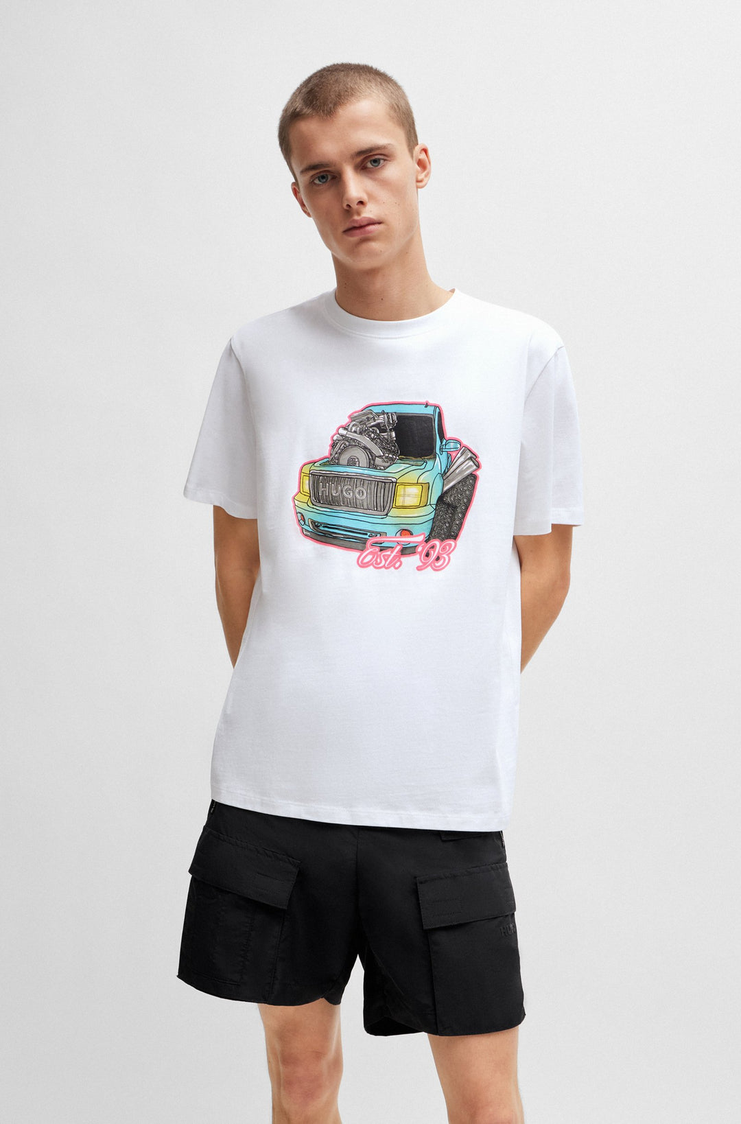 HUGO RED Relaxed Fit T-Shirts in Cotton - DAMOTORO 10257318 01-50514092- Concorde Fashion#color_white-100