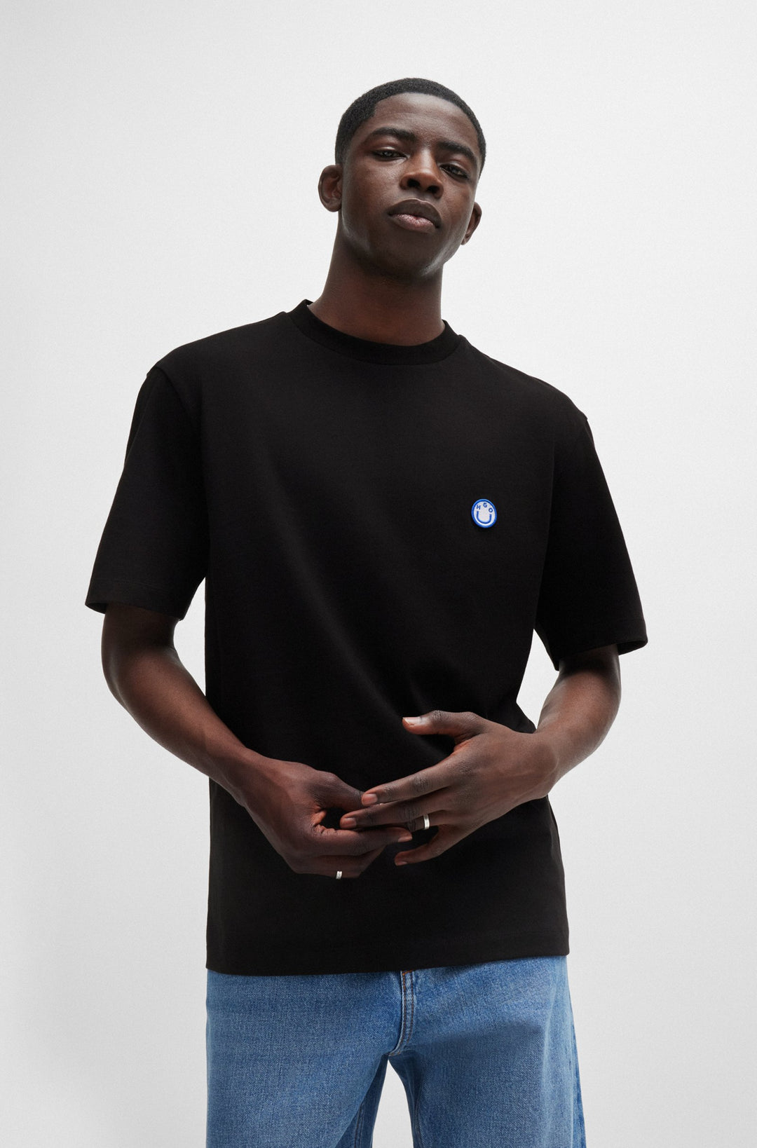 HUGO BLUE Regular Fit T-Shirts in Cotton - NILEY 10257318 01-50519984- Concorde Fashion#color_black-001