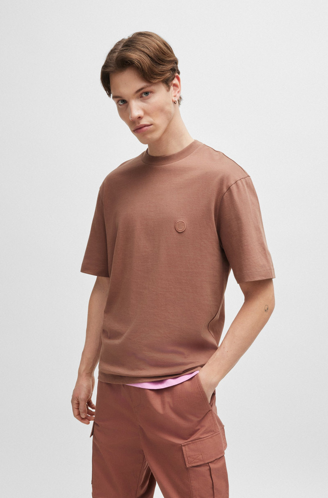 HUGO T-Shirts Regular Fit in Cotton - NILEY 10257318 01-50519984- Concorde Fashion#color_brown-215