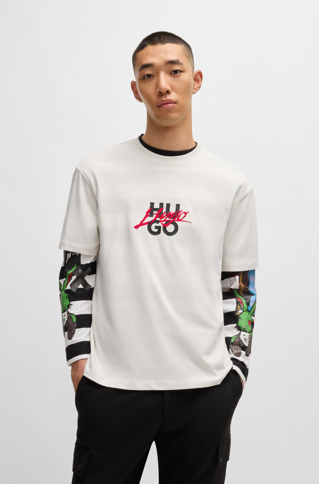 HUGO T-Shirts Relaxed Fit in Cotton - DLONGNY 10257318 01-50521076- Concorde Fashion#color_white-101