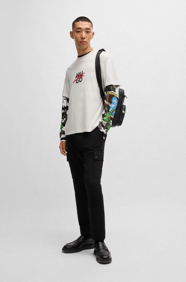 HUGO T-Shirts Relaxed Fit in Cotton - DLONGNY 10257318 01-50521076- Concorde Fashion#color_white-101