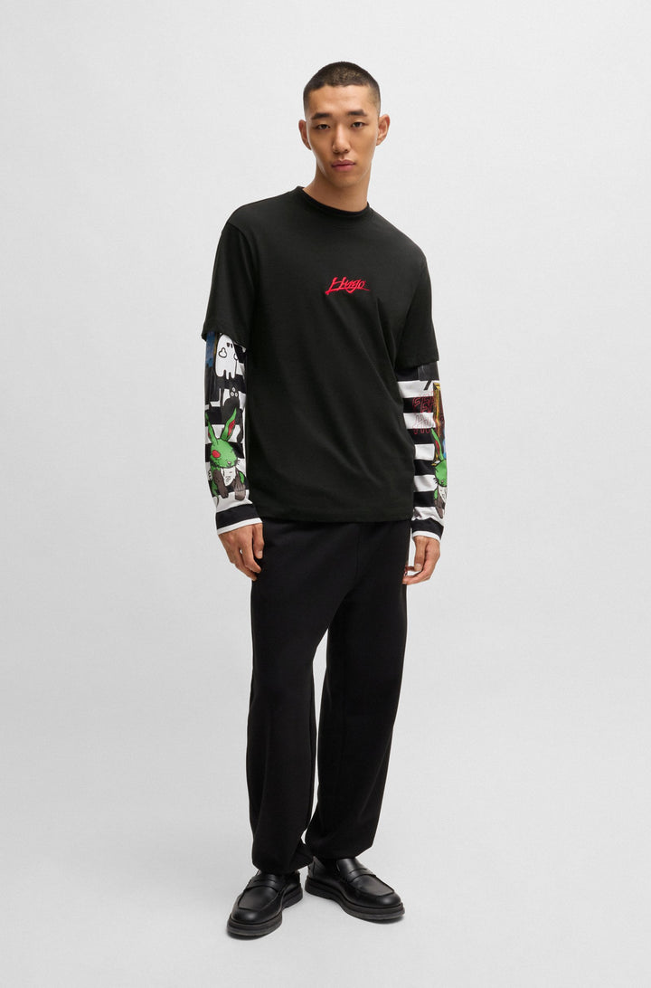 HUGO T-Shirts Relaxed Fit in Cotton - DLOGOTEE 10257318 01-50527926- Concorde Fashion#color_black-001