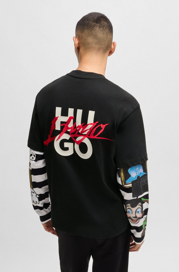 HUGO T-Shirts Relaxed Fit in Cotton - DLOGOTEE 10257318 01-50527926- Concorde Fashion#color_black-001