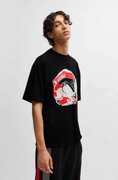 HUGO T-Shirts Oversize Fit in Cotton - DIT_RB 10257318 01-50530058- Concorde Fashion#color_black-001