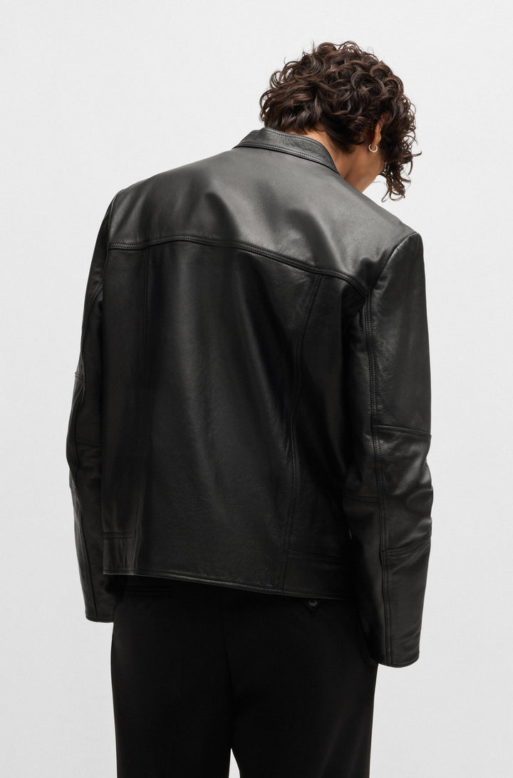 HUGO Casual Jackets Slim Fit in Leather - LOKIS-3 10257422 01-50516869- Concorde Fashion#color_black-001