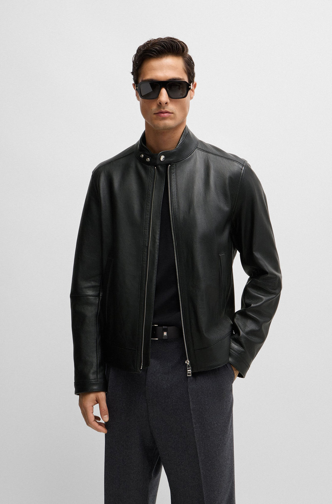 BOSS Casual Jackets Regular Fit in Leather - H-MANSELL2 10257647 01-50518906- Concorde Fashion#color_black-001