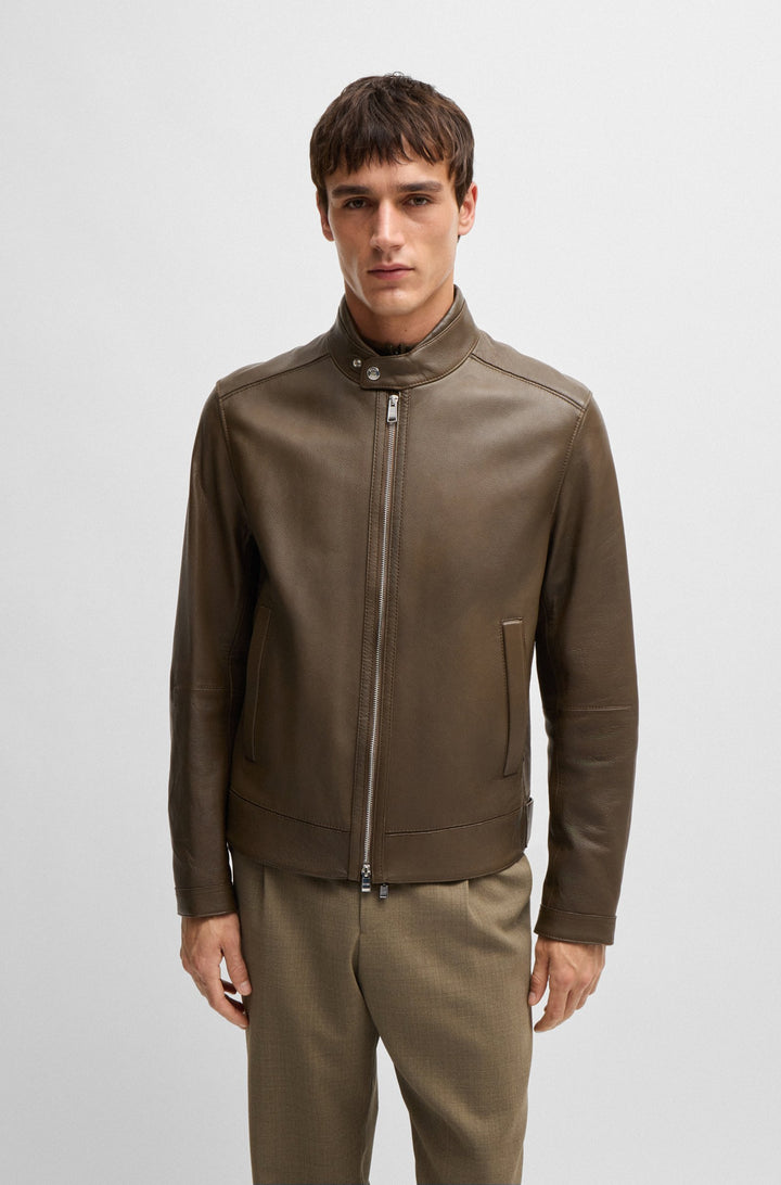 BOSS Casual Jackets Regular Fit in Leather - H-MANSELL2 10257647 01-50518906- Concorde Fashion#color_green-361