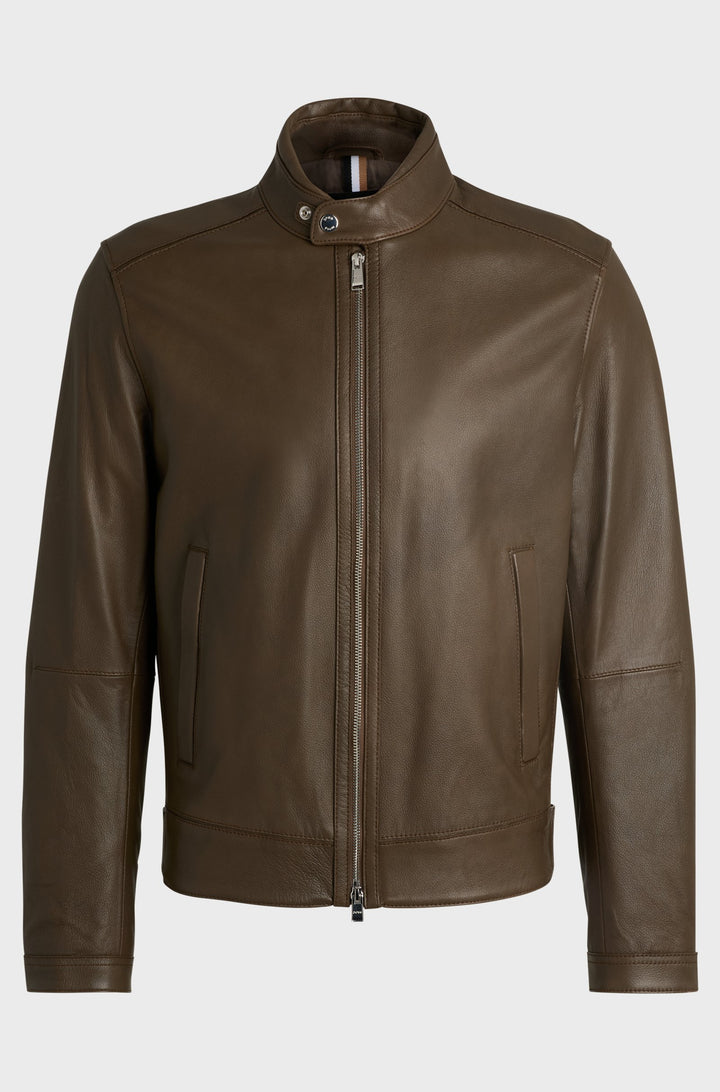 BOSS Casual Jackets Regular Fit in Leather - H-MANSELL2 10257647 01-50518906- Concorde Fashion#color_green-361