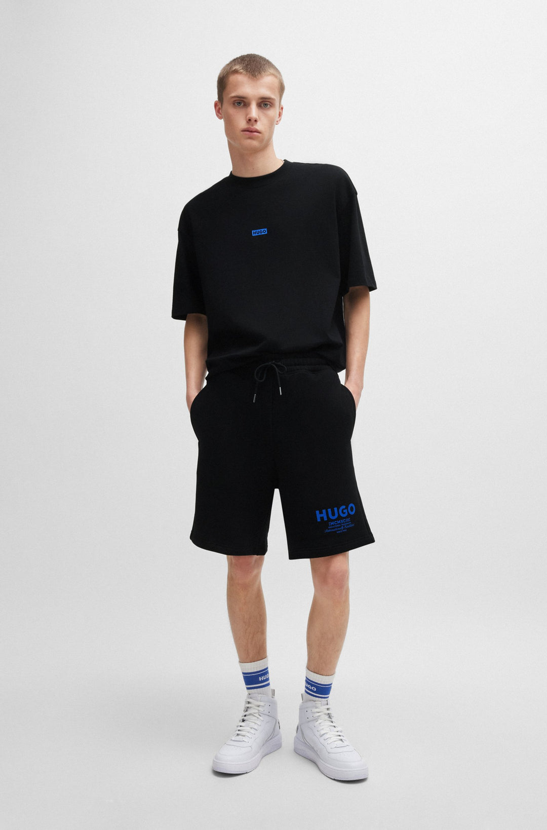 HUGO Shorts Loose Fit in Cotton - NOMARIO 10257685 01-50510728- Concorde Fashion#color_black-001