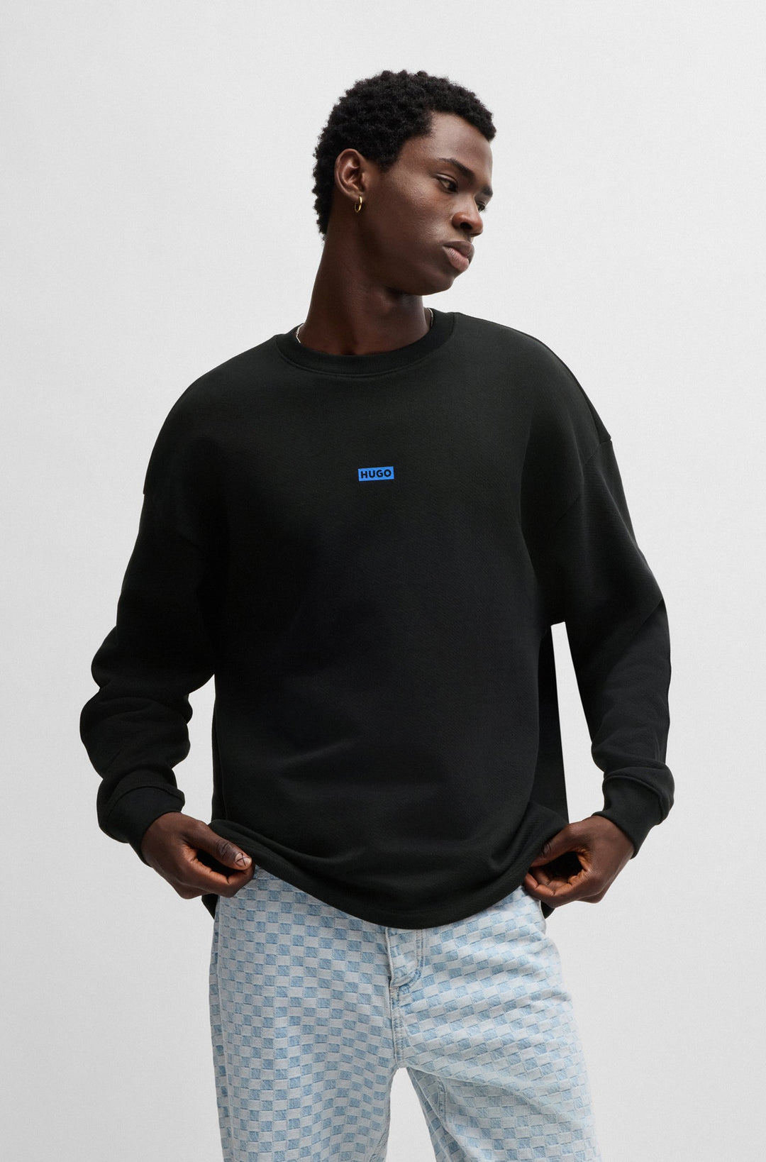 HUGO Sweatshirts Loose Fit in Cotton - NAVIU 10257685 01-50510732- Concorde Fashion#color_black-001