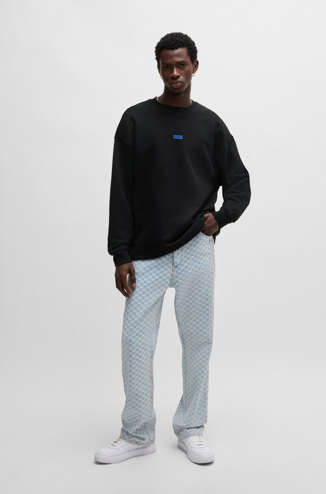 HUGO Sweatshirts Loose Fit in Cotton - NAVIU 10257685 01-50510732- Concorde Fashion#color_black-001