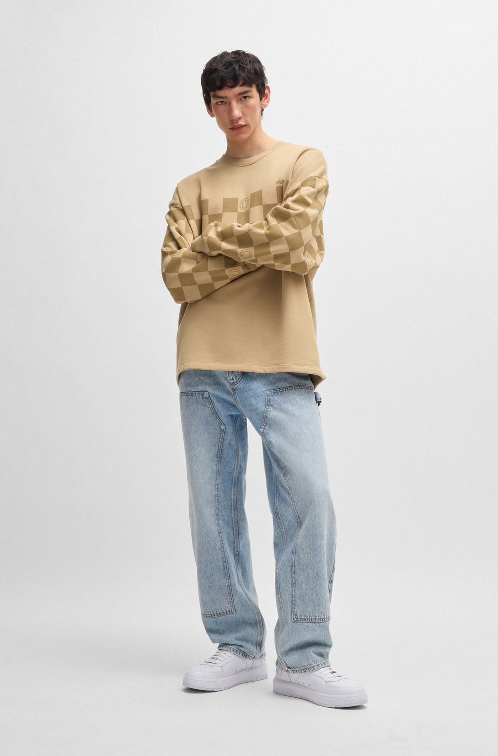 HUGO Sweatshirts Loose Fit in Cotton - NAPLISEO 10257685 01-50518060- Concorde Fashion#color_beige-269