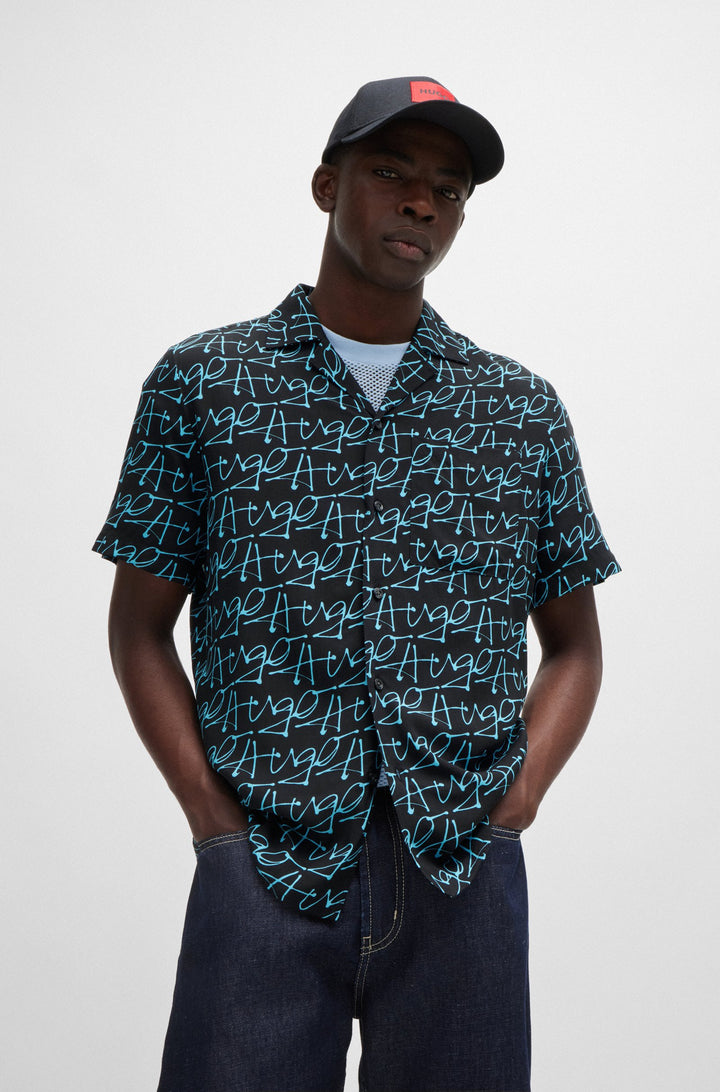 HUGO RED Relaxed Fit Casual Shirts in Viscose - ELLINO 10257843 02-50515364- Concorde Fashion#color_blue-443