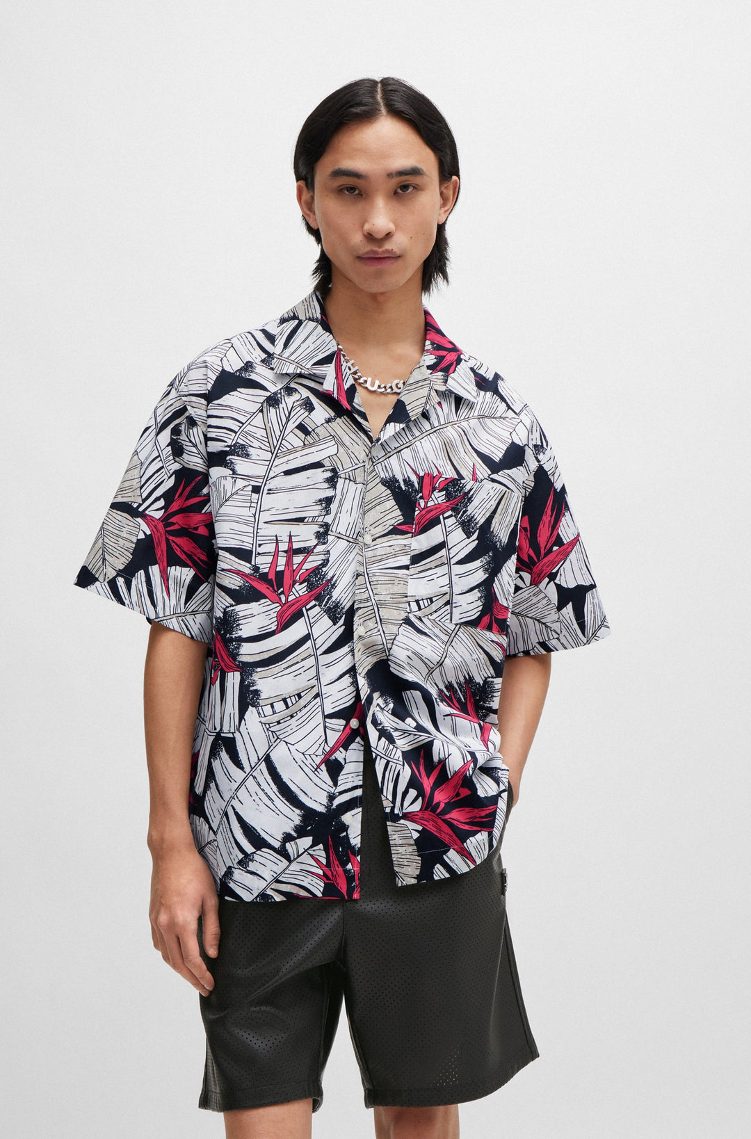 HUGO RED Oversize Fit Casual Shirts in Cotton - EGEENO 10257844 01-50514182- Concorde Fashion#color_grey-055