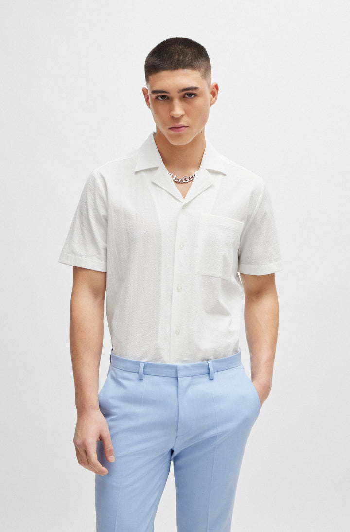 HUGO RED Relaxed Fit Casual Shirts in Cotton Mix - ELLINO 10257846 01-50514173- Concorde Fashion#color_white-199