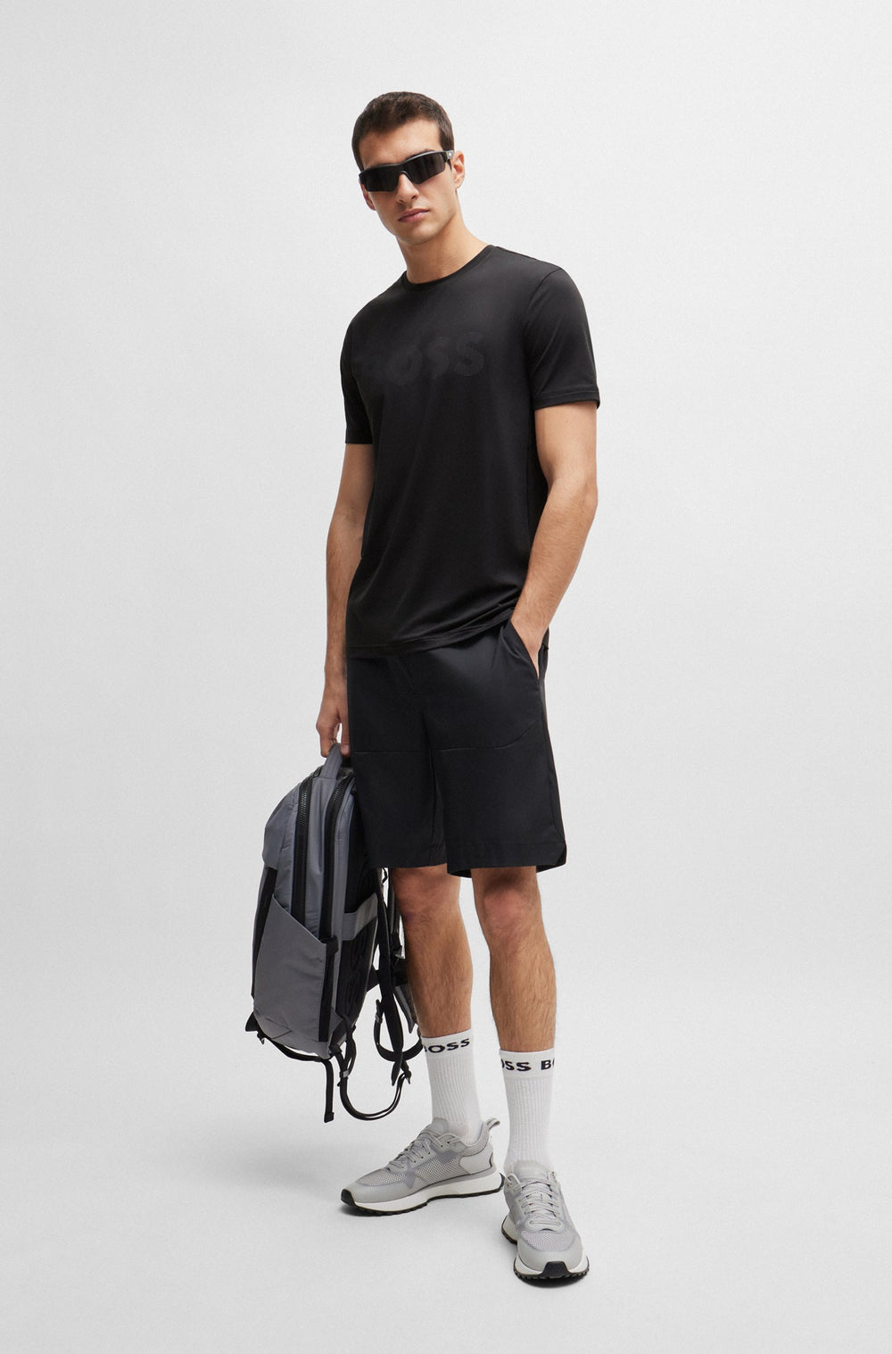 BOSS T-Shirts Slim Fit in Polyester Mix - TEE ACTIVE 10258089 01-50517911- Concorde Fashion#color_black-001
