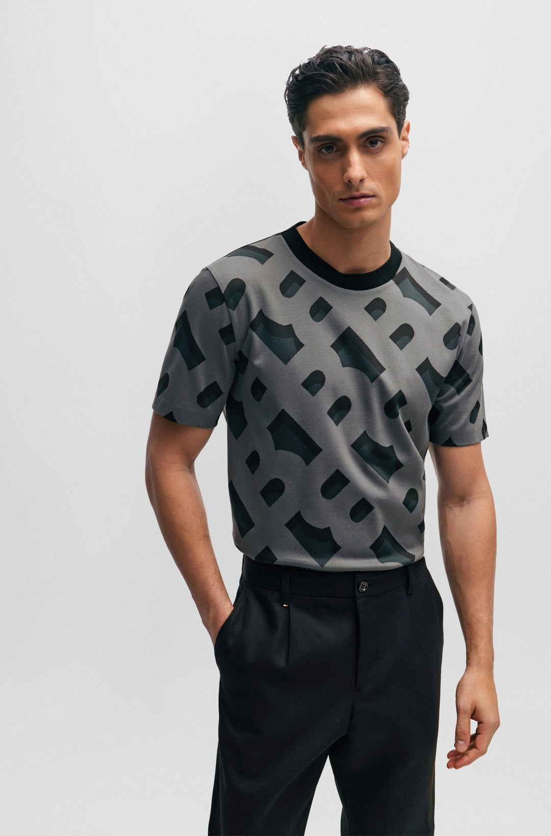 BOSS Regular Fit T-Shirts in Cotton Mix - TIBURT 419 10258157 01-50504100- Concorde Fashion#color_black-001