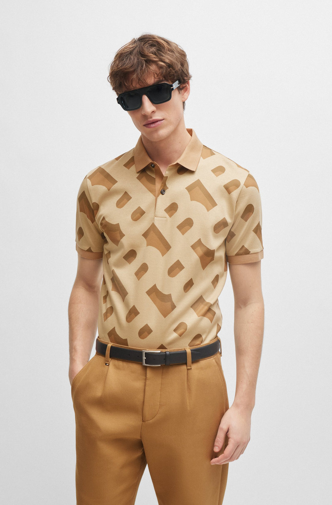 BOSS Regular Fit Polos in Cotton Mix - PROUT 419 10258157 01-50504131- Concorde Fashion#color_beige-260