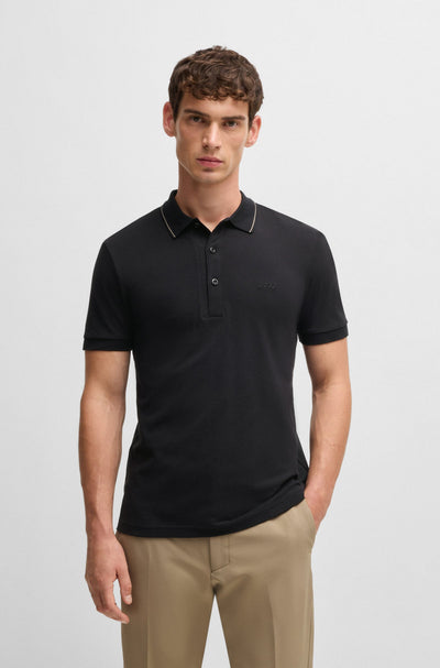 BOSS Polos Slim Fit in Cotton - PAULE 4 10258215 01-50506195- Concorde Fashion#color_black-005