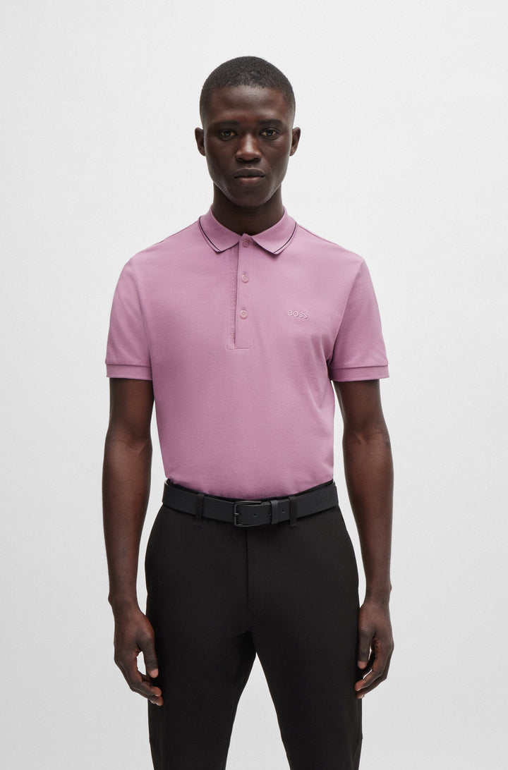 BOSS Polos Slim Fit in Cotton - PAULE 4 10258215 01-50506195- Concorde Fashion#color_purple-531