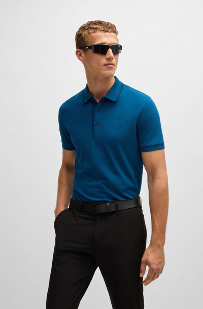 BOSS Polos Slim Fit in Cotton - PAULE 4 10258215 01-50506195- Concorde Fashion#color_blue-494