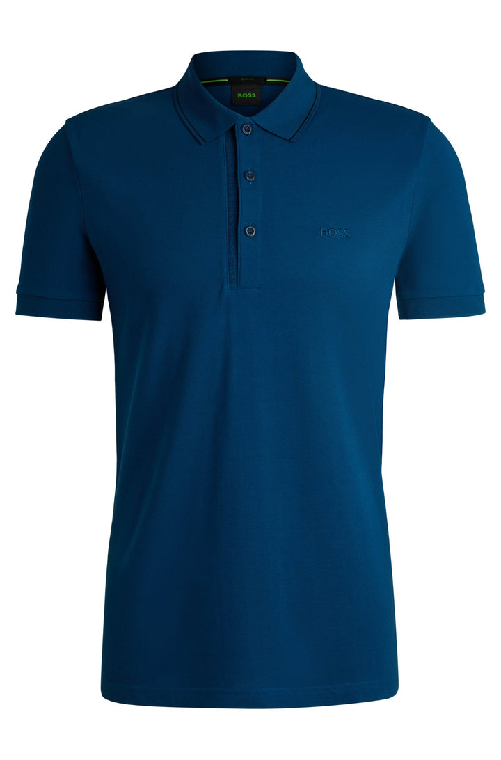 BOSS Polos Slim Fit in Cotton - PAULE 4 10258215 01-50506195- Concorde Fashion#color_blue-494