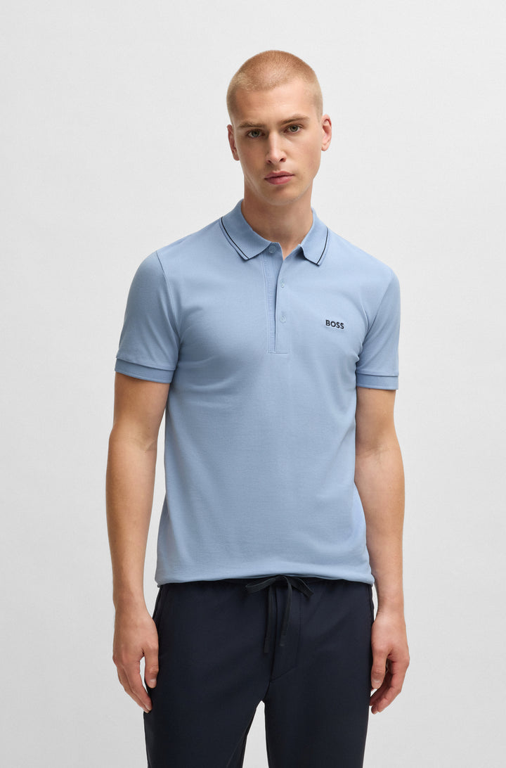 BOSS Polos Slim Fit in Cotton - PAULE 4 10258215 01-50506195- Concorde Fashion#color_blue-499