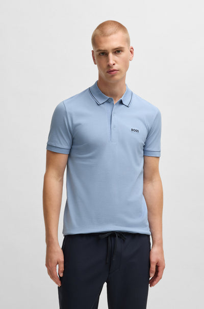 BOSS Polos Slim Fit in Cotton - PAULE 4 10258215 01-50506195- Concorde Fashion#color_blue-499