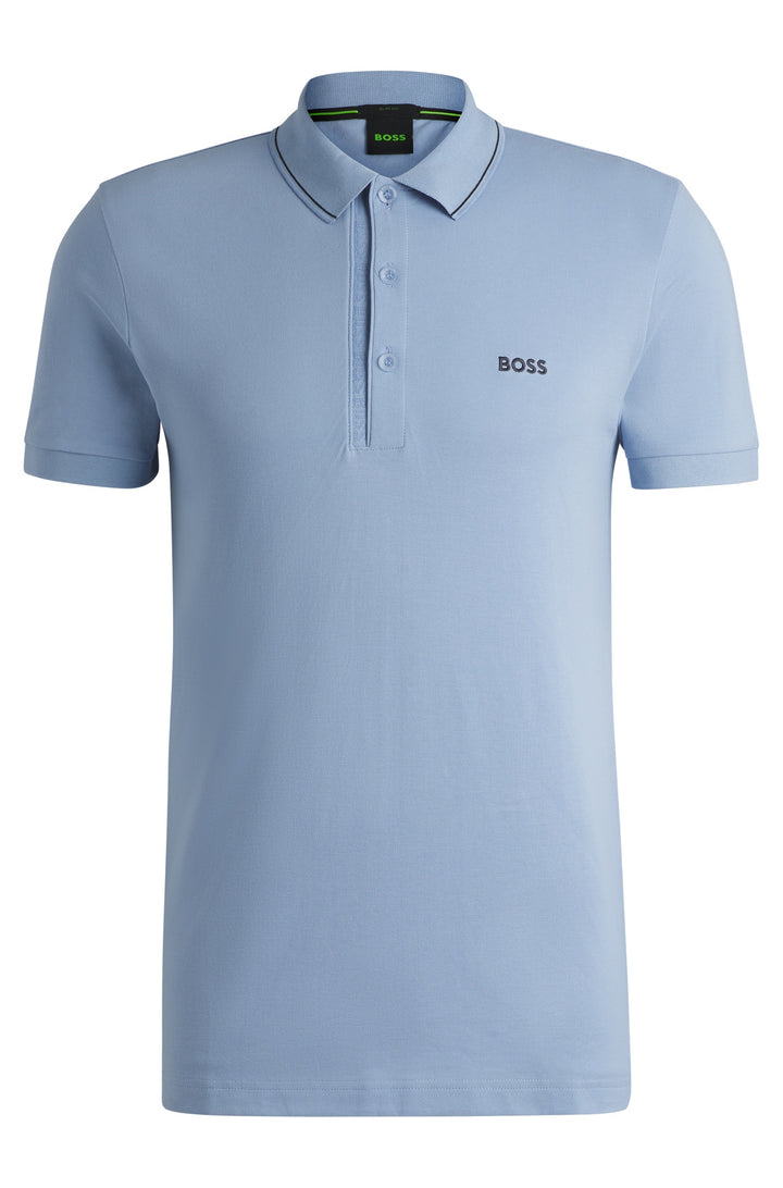 BOSS Polos Slim Fit in Cotton - PAULE 4 10258215 01-50506195- Concorde Fashion#color_blue-499