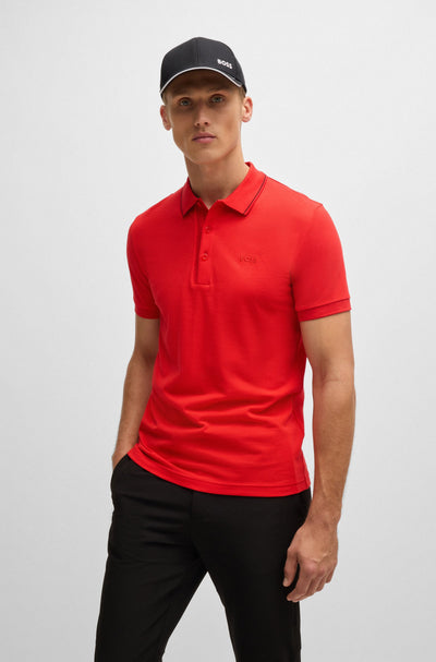 BOSS Polos Slim Fit in Cotton - PAULE 4 10258215 01-50506195- Concorde Fashion#color_red-645