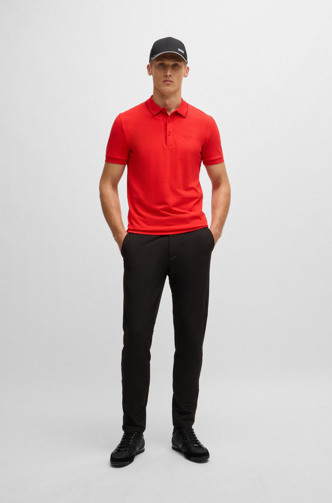 BOSS Polos Slim Fit in Cotton - PAULE 4 10258215 01-50506195- Concorde Fashion#color_red-645