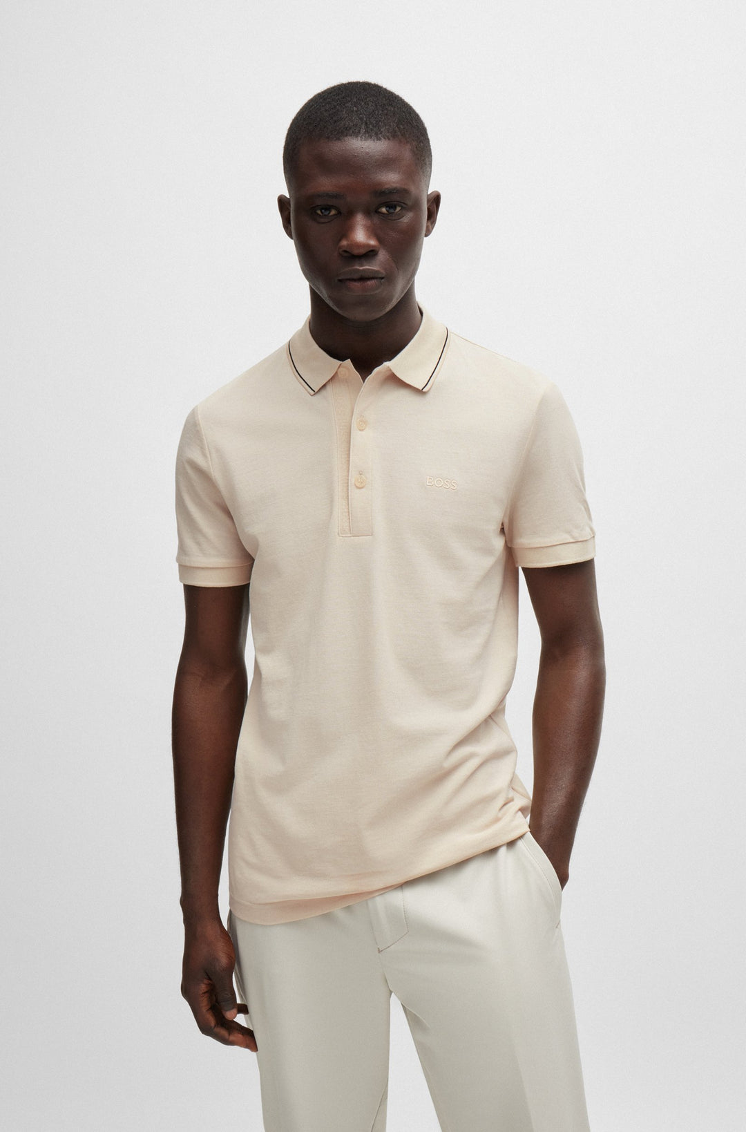 BOSS Polos Slim Fit in Cotton - PAULE 4 10258215 01-50506195- Concorde Fashion#color_white-131