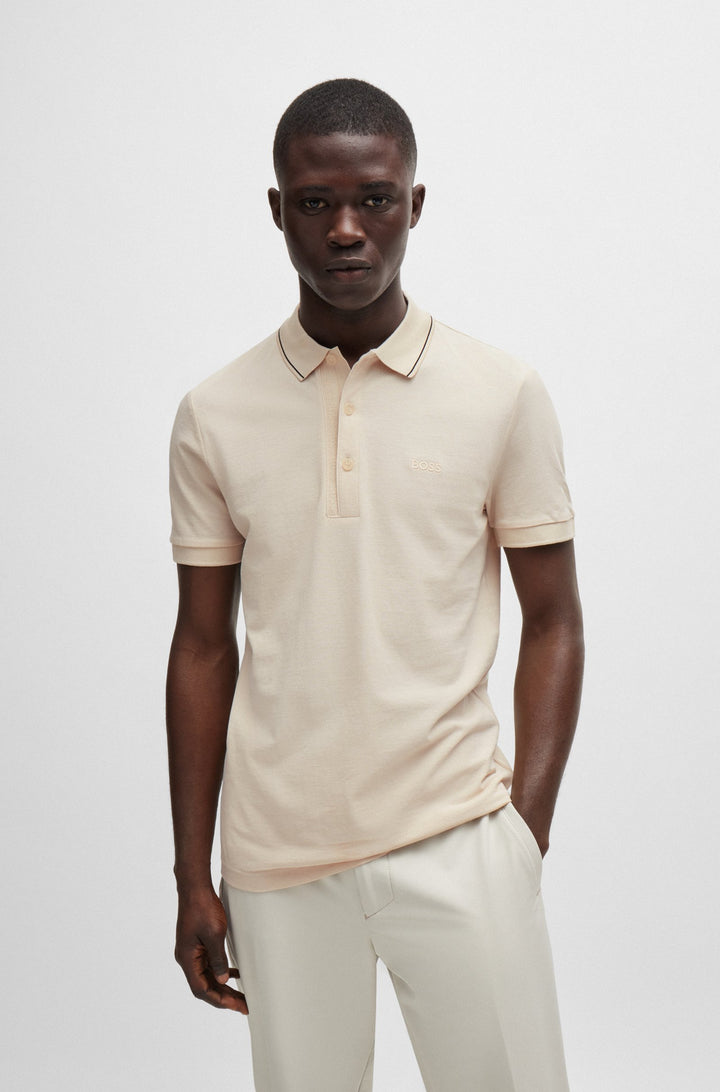 BOSS Polos Slim Fit in Cotton - PAULE 4 10258215 01-50506195- Concorde Fashion#color_white-131