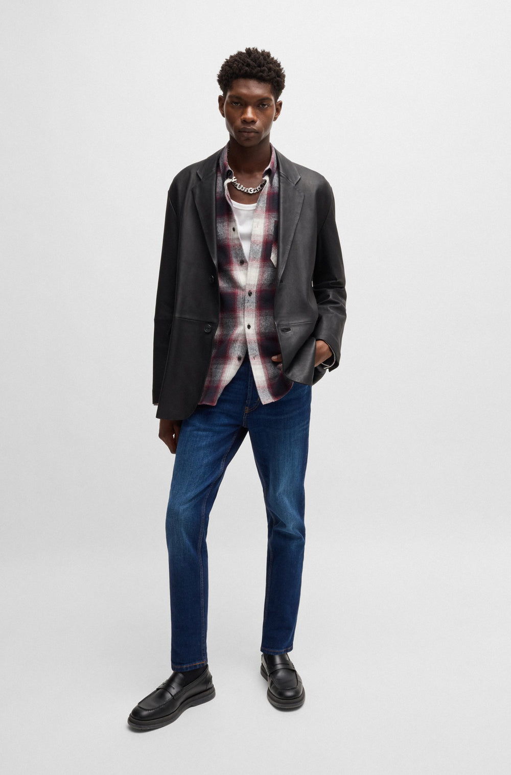 HUGO Jeans Tapered Fit in Cotton Mix - HUGO 634 10258290 03-50517544- Concorde Fashion#color_navy-409