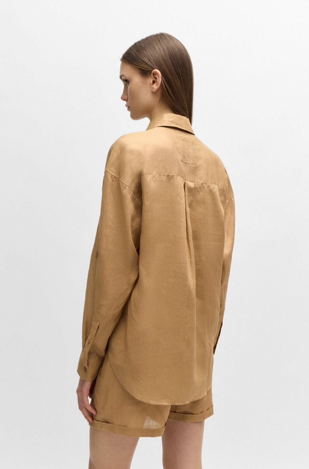 BOSS Relaxed Fit Blouses in Silk - C_BOSTIK 10258344 01-50511766- Concorde Fashion#color_brown-236