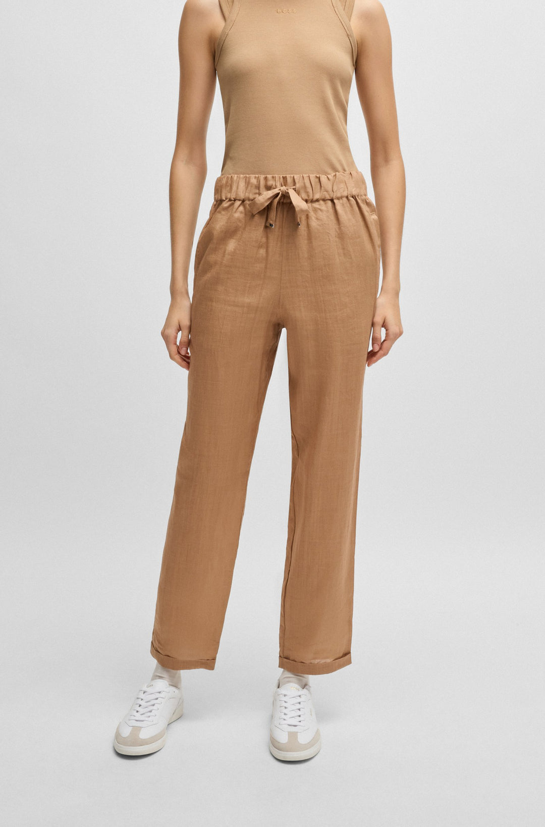 BOSS Regular Fit Trousers in Silk - C_TIMPA 10258344 01-50511767- Concorde Fashion#color_brown-236