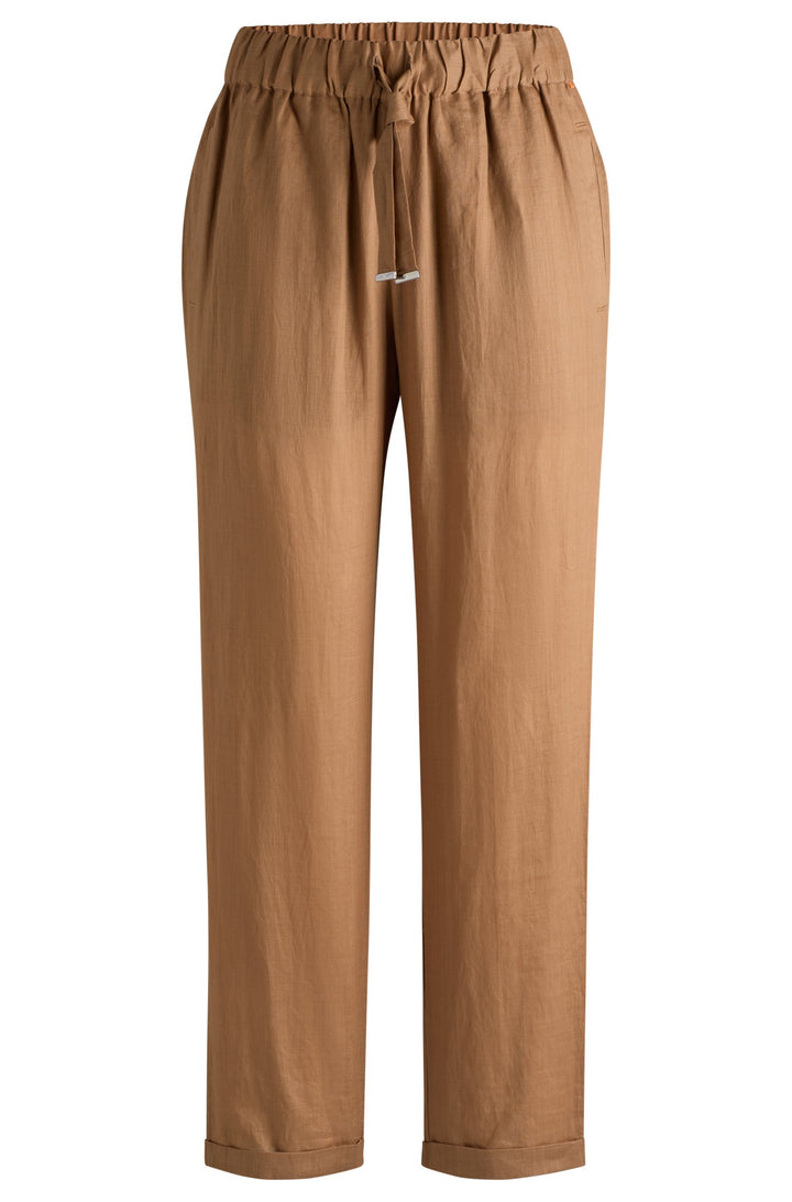 BOSS Regular Fit Trousers in Silk - C_TIMPA 10258344 01-50511767- Concorde Fashion#color_brown-236